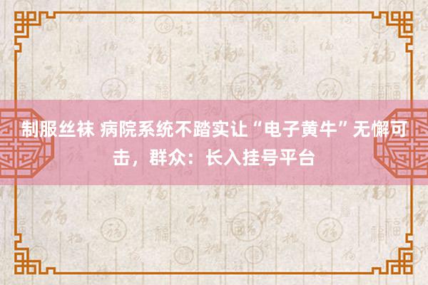 制服丝袜 病院系统不踏实让“电子黄牛”无懈可击，群众：长入挂号平台