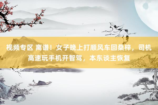 视频专区 离谱！女子晚上打顺风车回桑梓，司机高速玩手机开智驾，本东谈主恢复